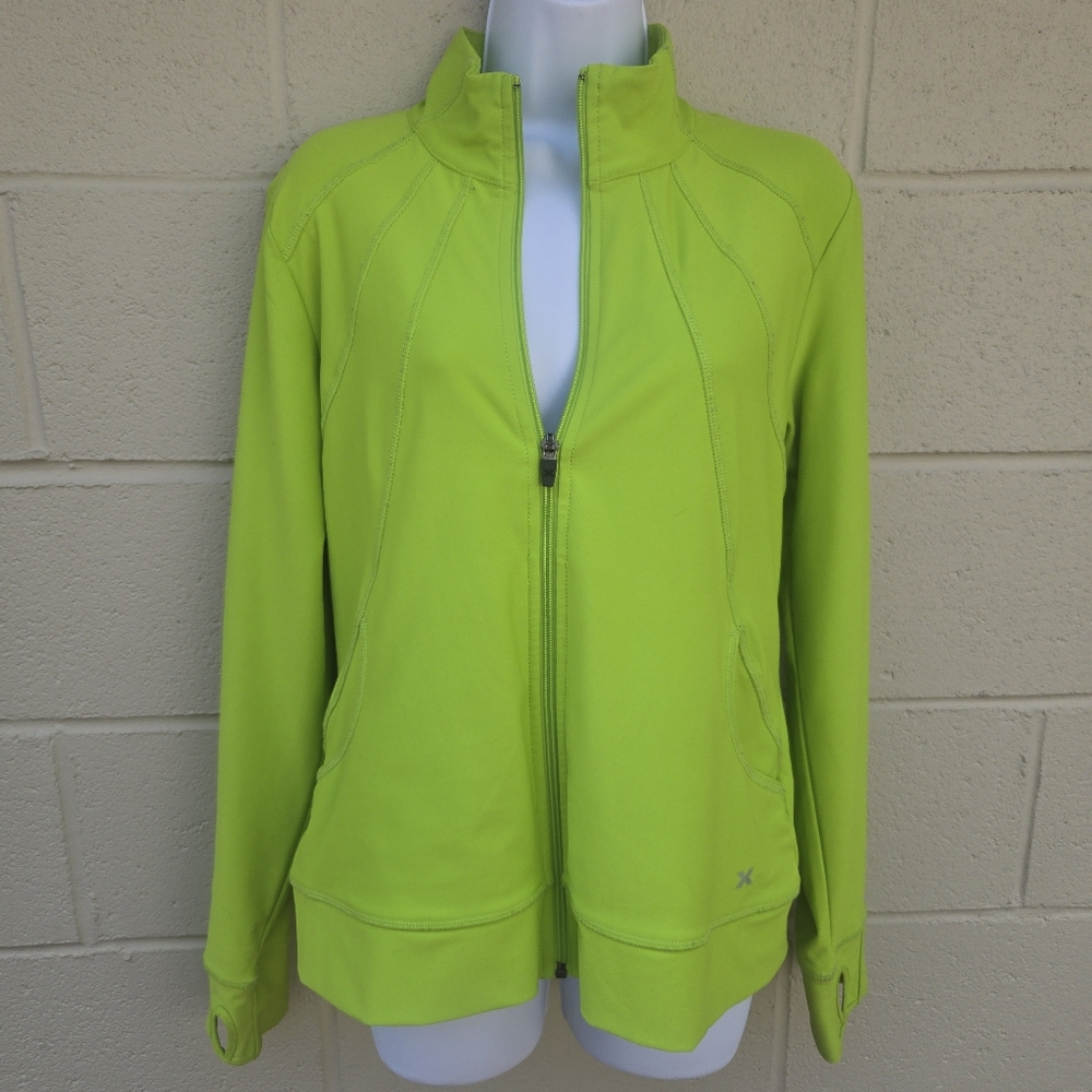 Xersion- Women's- Lime Green- Lightweight- Jacket- Thumb Holes- Petite Large